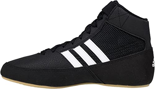 adidas Men's HVC Wrestling Shoes, Black/White/Iron Metallic, 6.5