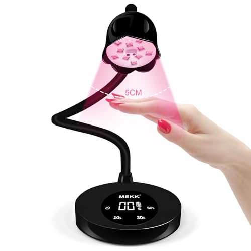 MEKK Gooseneck UV Nail Lamp Mini Cordless UV Light for Nails Rechargeable LED Flash Cure Nail Lamp 30W Professional with Sensor with Three Timers UV Nail Light for Gel X Lamp(Black)