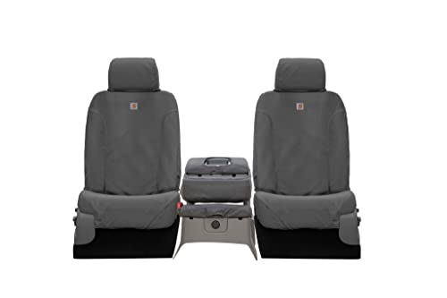 Covercraft Carhartt SeatSaver Custom Seat Covers | Fits 2017-2019 Chevrolet Silverado/GMC Sierra 1500/2500/3500 (2019 1500 Old Body Style) | 1st Row 40/20/40 Bench Seat, Duck Weave Gravel