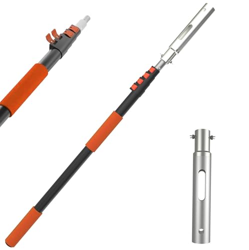 Buyplus Pool Pole - Upgraded 16 Foot Telescopic Extendable Swimming Pool Pole with 4-16FT Aluminium Heavy Duty Extension Pole for Skimmer Nets, Rakes, Brushes and Vacuum Heads, Universal 1.25", Orange