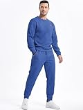 JMIERR Knit Jacquard Sweatsuits for Men Set 2 Piece Outfits Long Sleeve Pullover Sweatshirt & Running Joggers Sweatpants, Fall Tracksuit Matching Lounge Sets, L, Dark Blue