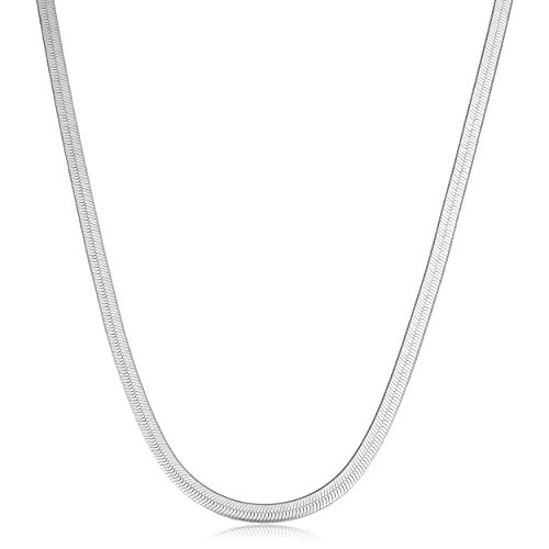 AUTHENTIC STERLING SILVER 925 Flat Herringbone Flex Chain Necklace, Flat Snake Necklace, 2.5M- 5.5MM. 16-30 Jewelry For Women, High Shine 16-30