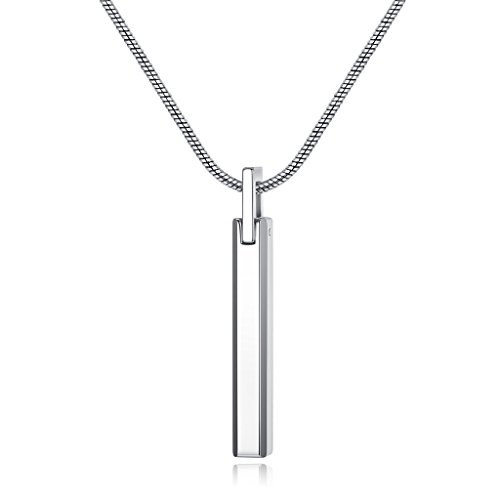 COAI Men's Tungsten Necklace, Bar Necklace for Men, Snake Chain 22"