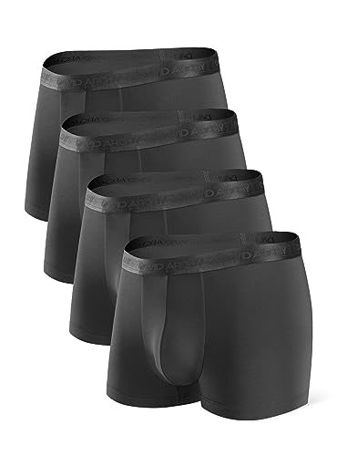 DAVID ARCHY Mens Underwear Ultra Soft Micro Modal Support Pouch Trunks Moisture Wicking Boxer Briefs for Men 4 Packs (L, Black)