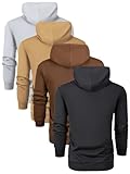 4 Packs Men's Clothing Solid Hooded Sweatshirt, Stylish Hoodies Fashion Casual Tops For Spring Autumn (US, Alpha, Medium, Regular, Regular, Black + coffee + khaki + gray)