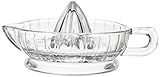 HIC Citrus Juicer Reamer with Handle and Pour Spout, Heavyweight Glass, Clear