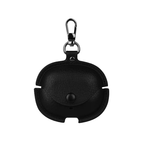 Compatible with Realme Buds Air 5 Pro, Elegant Leather Case for Realme Buds Air 5 Pro Cover Accessories with Keychain for Men Women-Black