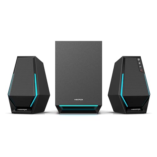 Edifier G1500 MAX 2.1 Computer Speakers System, 60W Hecate Gaming Speaker with Subwoofer Line Out, RGB Light, Bluetooth 5.3, USB, Type-C, 3.5mm AUX Input, Black