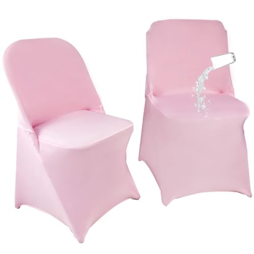 Maiangel 40PCS Stretch Spandex Folding Waterproof Chair Covers,Universal Fitted Chair Cover Protector for Wedding Party Banquet Holidays Celebration Decoration(Pink)