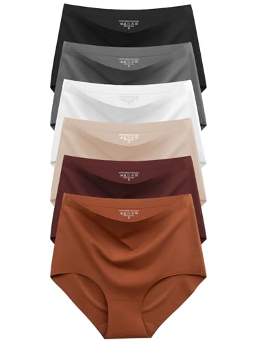 Womens Underwear Seamless High Waisted Briefs Silky Stretch No Show Breathable Full Coverage Ladies Panties 6 Pack