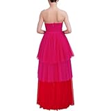 BCBGMAXAZRIA Womens Two Tone Tulle Evening Dress Pink 4