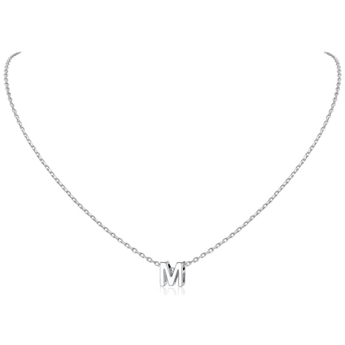 Sterling Silver Necklace Initial Necklaces for Women Silver Dainty Hypoallergenic Sterling Silver Letter Necklace for Women Christmas Necklace Gifts