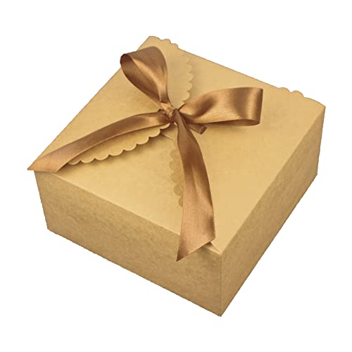 WEWILUCK Brown Gift Boxes 10 Pack 8x8x4 Inches, Large Premium Kraft Gift Box with Lid Bulk for Present, Graduation, Anniversaries, Birthday Party, Father's Day, Christmas, Groomsmen Gifts