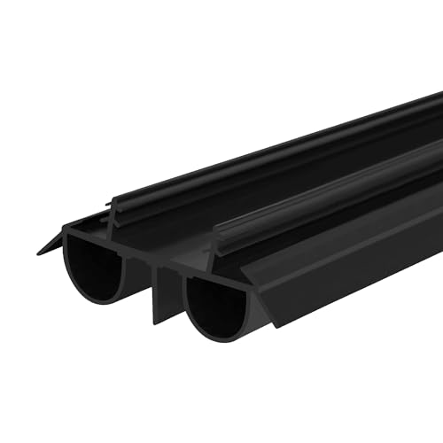 36" Kerf Slide-in Double Bulb Seal Weatherstrip Door Bottom – Durable Seal for Energy Efficiency & Draft Protection (Black)