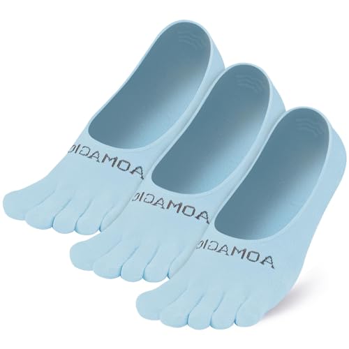 OrrinSports Toe Socks Women Low Cut No Show Socks Non-Slip Invisible Ankle Sock Liner Five Finger Sock (3 Pack)