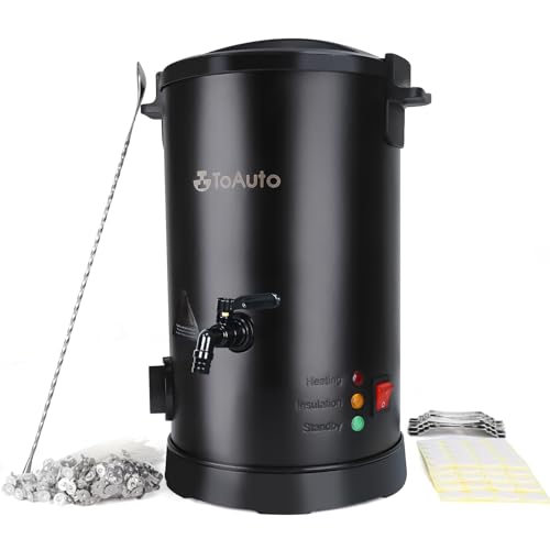TOAUTO Wax Melter for Candle Making Large Wax Melting Furnace with Quick Pour Spout & Temp Control,10Lbs Capacity for Candle Business Fast Easy Clean（Stirring Spoon+ Cotton Wick）