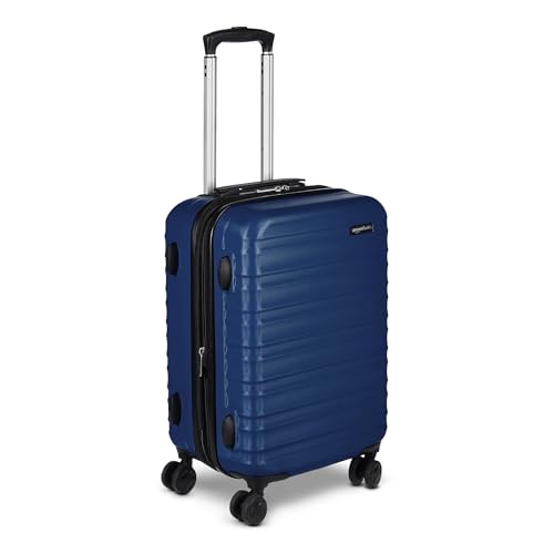 Amazon Basics 21" Hardside Carry-On Luggage, Hardshell Suitcase With Wheels, Expandable For Up to 25% More Space, With Scratch-Resistant Surface, Four Multi-directional Wheels, Navy Blue