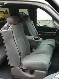 Durafit Seat Covers, Made to fit 2001-2003 F150 Regular and Super Cab Front Low Back 40/60 Split Seat with Integrated Seat Belts and Opening Console Exact Fit Seat Covers in Gray Waterproof Endura.