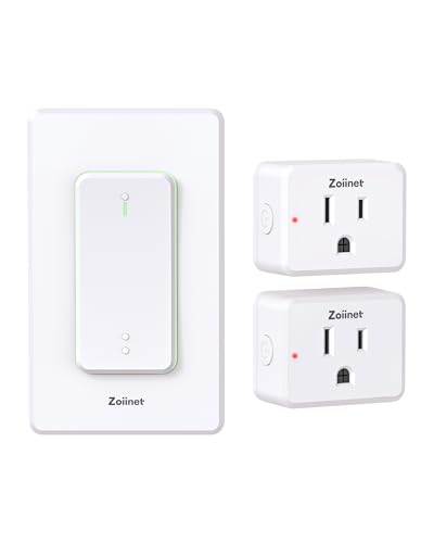 Zoiinet 2-Gang Remote Control Outlet Plug Switches, Upgrade Dual Switch Design, Removable Double Wireless Light Switches, No Wiring No WiFi, 300 ft, 15A/1500W, Expandable, for Household Appliances