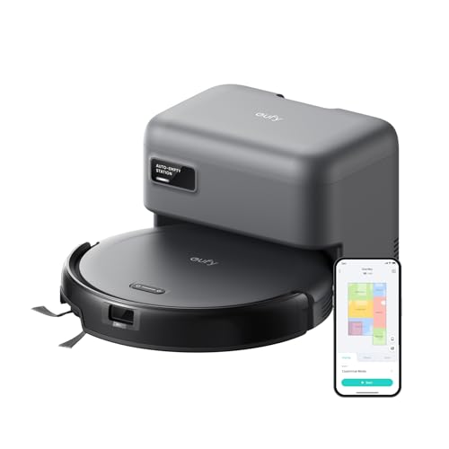 eufy Robot Vacuum C10 with Self Emptying Station, Up to 60 Days Hands Free Cleaning, Edge Expansion Brush, 4000Pa Powerful Suction, 2.85-Inch Slim Shape, Smart Mapping, Lidar Navigation