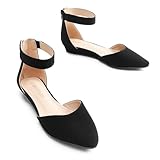 DREAM PAIRS Women's Low Wedge Ankle Strap Dress Flats Shoes,Size 11,Black/Nubuck,AMIGA