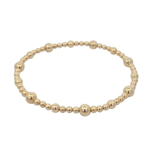 Anela 14kt Gold Filled Beaded Bracelet - Alternate Pattern of 3mm, 4mm & 5mm Beads, Tarnish-Free Jewelry - Great Gift for Woman (6.0")
