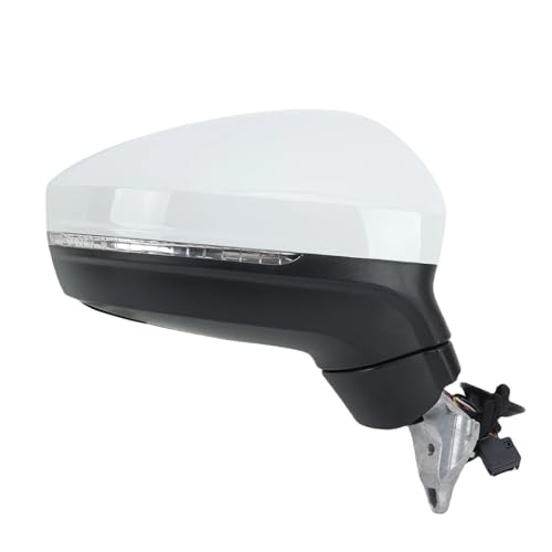 8 Wires Rearview Mirror Assembly Compatible With VW Tiguan 2018-2023 White Dual Plug With Blind Spot Light Side Mirror Accessories(Right)