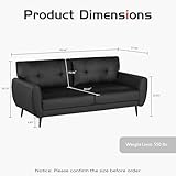 VAMEPOLE Sofa Couch, 60" Loveseat Sofa for Living Room, Mid Century Mini Black Couch, Tufted Leather Love Seat Furniture, Comfy Office Sofa 2 Seat, Small Couches for Small Spaces, Bedroom, Apartment