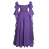 Vibsion Medieval Renaissance Dress Renaissance Faire Costume for Women Victorian Gothic Witch Wedding Dresses L/XL Purple