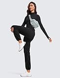 CRZ YOGA Lightweight Straight Leg Workout Pants for Women Casual Ruched Work Gym Athletic Joggers with Pockets Black Large