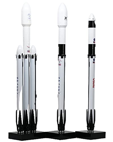 Art Ornaments,Diecast Rocket Model, Falcon Series Rocket Model, Simulated 1:233 Falcon 9 and Heavy Rocket Spacecraft Aerospace Model Desktop Decoration, a Gift for Aerospace Enthusiasts, 3PCS