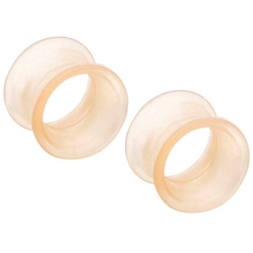 Pierced Owl Pale Peach Flesh Tone Thick Wall Double Flared Silicone Ear Tunnel Plugs Gauges, Sold As Pair (6mm (2GA))