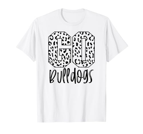 Bulldogs Team Mascot School Spirit Game Night Leopard Print T-Shirt