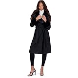 VIA SPIGA Women's Long Wool Wrap Coat with Faux Fur Trim Black Size L