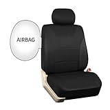 Black Car Seat Covers Full Set, 9 Pcs Combo Cloth Seat Cover with Steering Wheel Cover and Seat Belt Pad, Universal fit for Sedan/SUV/Pick up Truck