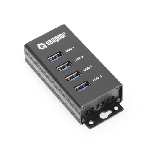 4-Port USB 3.2 Gen 1 Mountable Charging and SuperSpeed Data Hub with 5V/2A Power Adapter and USB Type-A to Type-B Cable Up to 900mA per Port Charging Function Wall and Surface Mounting