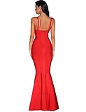 meilun Womens Sleeveless Maxi Bandage Dress Strap Swing Dress Medium Red