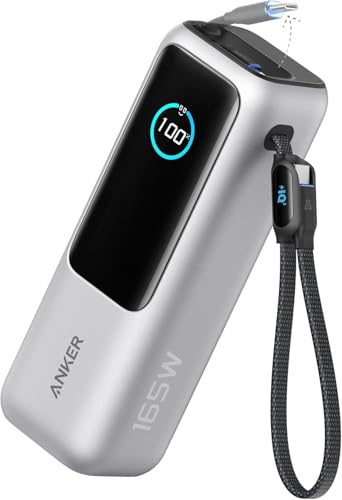 Anker Laptop Power Bank, 25,000mAh Portable Charger with Triple 100W USB-C Ports, Built-in and Retractable Cables, for iPhone 16/15 Series, MacBook, Samsung, and More (Flight-Approved)