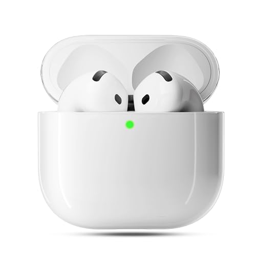 Case for AirPods 4 Never-Sretch-Out DamonLight Shock-Proof Protective Semi Hard Silicone Case for Apple Airpods 4th Generation (White)