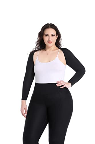 Plus Size Arm Compression Shaper Cooling Shawl Arm Sleeves Wrap Slimmer Sleeves for Women Sun Protection Comfortable & Breathable Anti-UV Golf & Outdoor Sports Driving Cooler Shrug (XXL, Black)