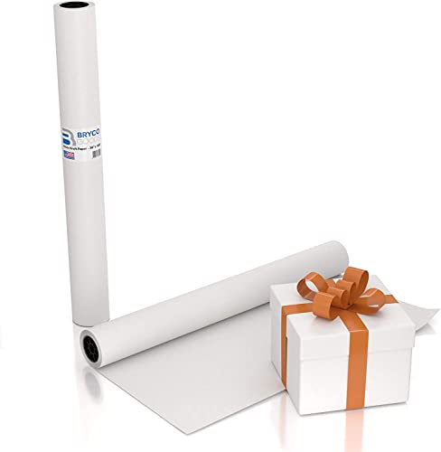 Bryco Goods White Kraft Paper Roll - 36” x 100’ (1200”) - Banner Paper for Painting, Easel Use, Bulletin Boards, Wall Décor, Gift Wrapping, and Children's Projects - Made in USA