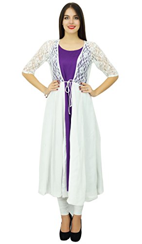 Bimba Women 2 Piece Kurta Kurti Designer Wear Boho Long Shrug Dress Chic Clothing