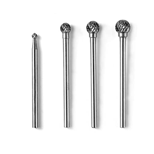 Luo ke 4 Pcs Aluminum Cutting Burr Set - 3/32 Inch Shank Tungsten Carbide Bits For Rotary Tool Include Dremel (D Type Double Slot)