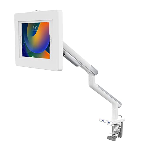 CTA Digital White Tablet Arm Mount for Desks with Anti-Theft Security for iPad 10th Gen 10.9" - iPad 7/8/9 Gen 10.2" - iPad Pro 11 & 10.5" - iPad Air 3/4 - (PAD-SSMA)