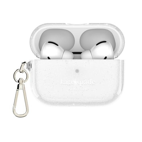 kate spade new york AirPods Pro Protective Case with Keychain Ring -That Sparkle Silver, Compatible with AirPods Pro 2nd / 1st Generation
