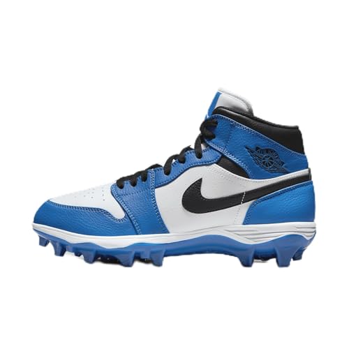 NIKE Jordan 1 Mid TD Men's Football Cleat (FJ6805-104, White/Royal/Black) Size 10.5