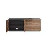 BDI Furniture Corridor Office 8109-79'' Credenza for Home or Office with 4 Doors, File Drawer, Storage Drawer, Adjustable Shelf, Satin-Etched Glass Top - Natural Walnut