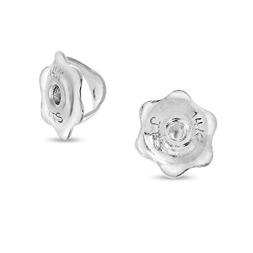 14k White Gold Screw-Back Type Replacement Earring Backs for 0.7mm Posts (1 Pair)