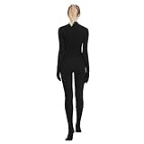 SUPRNOWA Women's Jumpsuit Bodycon Full Body Unitard Long Sleeve Bodysuit with Zipper Comfortable Spandex One-Piece Dance Costume (Small, Black)