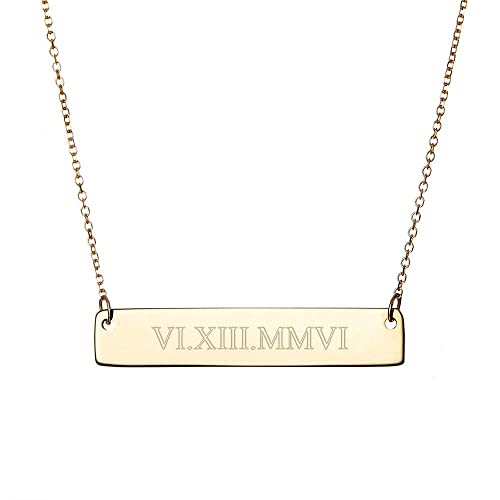 EVE'S ADDICTION Roman Numeral Necklace - Custom Engraved Gold Roman Numeral Date Necklace - Personalized Women's Necklace - Graduation Gift - Gifts for Mom